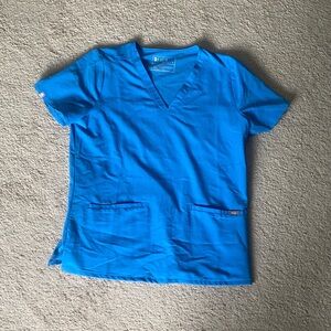 Figs Bright Blue Scrub Top